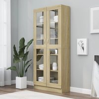 Berkfield Home Vitrine Cabinet Sonoma Oak 82.5x30.5x185.5 cm Engineered Wood in Brown