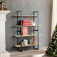 Berkfield Home 4-Tier Book Cabinet Sonoma Oak 100x30x140 cm Engineered Wood in Brown | Size: 100 x 30 x 140 cm