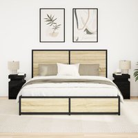 Berkfield Home Bedside Cabinet with LED Lights 2 pcs Black Oak 35x39x55 cm | Size: 35 x 39 x 55 cm