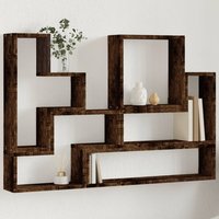 Berkfield Home Wall Shelf Smoked Oak 96x12x64 cm Engineered Wood in Brown | Size: 96 x 12 x 64 cm