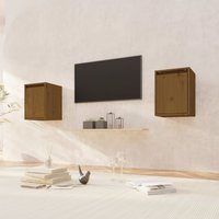 Berkfield Home Wall Cabinets 2 pcs Honey Brown 30x30x40 cm Solid Wood Pine | Size: 30 x 30 x 40 cm