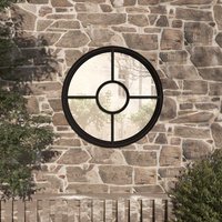 Berkfield Home Garden Mirror Black 60x4 cm Iron Round for Outdoor Use