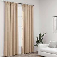 Berkfield Home Linen-Look Blackout Curtains with Hooks 2 pcs Beige 140x225 cm