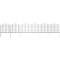 Berkfield Home Garden Fence with Spear Top Steel (1.5-1.75)x10.2 m Black