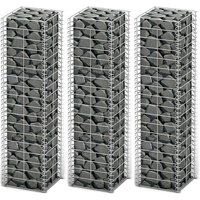 Berkfield Home Gabion Set 3 pcs Galvanised Wire 25 x 25 x 100 cm in Silver