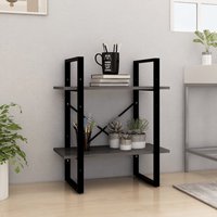 Berkfield Home 2-Tier Book Cabinet Grey 60x30x70 cm Solid Pine Wood | Size: 60 x 30 x 70 cm
