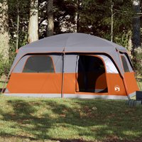Berkfield Home Family Tent Cabin 10-Person Grey & Orange Waterproof