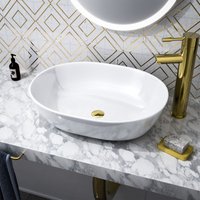Alveley 480 x 350mm Oval Cloakroom Counter Top Basin Sink Bowl Gloss