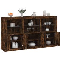 Berkfield Home Sideboard with LED Lights Smoked Oak 181.5x37x100 cm in Brown