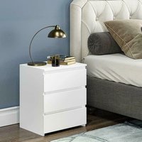 Modern Bedside Table Cabinet Nightstand 3 Storage Drawers