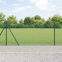 Berkfield Home Welded Wire Fence with 13 Flanged Posts Green 1x100 m Steel