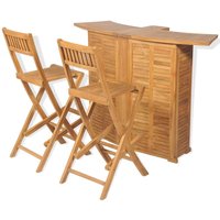 Berkfield Home 3 Piece Bistro Set with Folding Chairs Solid Teak Wood in Brown