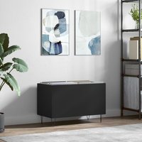 Berkfield Home Record Cabinet Black 74.5x38x48 cm Engineered Wood