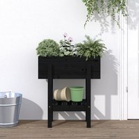 Berkfield Home Garden Planter Black 62x30x69 cm Solid Wood Pine | Size: 62 x 30 x 69 cm