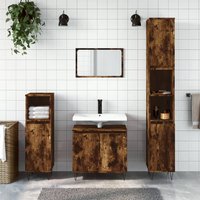 Berkfield Home 3 Piece Bathroom Cabinet Set Smoked Oak Engineered Wood in Brown