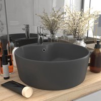 Berkfield Home Luxury Wash Basin with Overflow Matt Dark Grey 36x13 cm Ceramic
