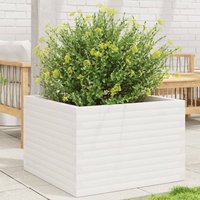 Berkfield Home Garden Planter White 70x70x46 cm Solid Wood Pine | Size: 70 x 70 x 46 cm