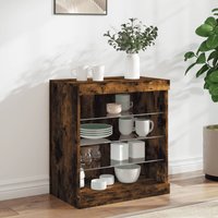 Sideboard LED Lights Smoked Oak 60.5x37x67 cm