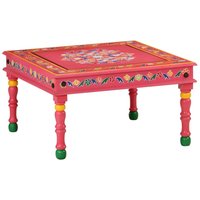 Berkfield Home Coffee Table Pink Hand Painted Solid Wood Mango