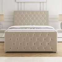 Maya Divan Bed Set Plush Velvet 24" Headboard & Mattress No Drawers Single