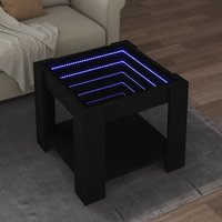 Berkfield Home Coffee Table with LED Black 53x53x45 cm Engineered Wood | Size: 53 x 53 x 45 cm