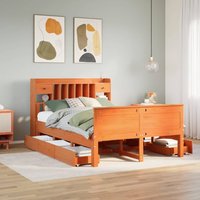 Bookcase Bed without Mattress Wax 140x190 cm Solid Wood Pine