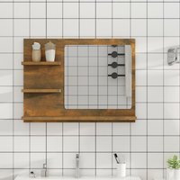 Berkfield Home Bathroom Mirror Smoked Oak 60x10.5x45 cm Engineered Wood in Brown
