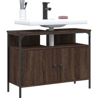 Berkfield Home Bathroom Sink Cabinet Brown Oak 80x30x60 cm Engineered Wood | Size: 80 x 30 x 60 cm