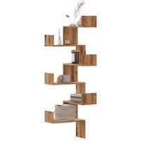 Berkfield Home Wall Corner Shelf Artisian Oak 45x45x147 cm Engineered Wood in Brown | Size: 45 x 45 x 147 cm