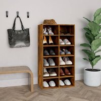 Berkfield Home Shoe Rack Smoked Oak 54x34x100.5 cm Engineered Wood in Brown