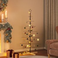 Berkfield Home Metal Christmas Tree with Wooden Base Black 150 cm