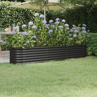 Berkfield Home Garden Raised Bed Powder-coated Steel 224x40x36 cm Anthracite in Black | Size: 224 x 40 x 36 cm