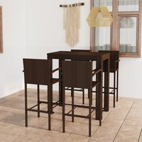 Berkfield Home 5 Piece Outdoor Bar Set with Armrest Poly Rattan Brown