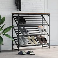 Berkfield Home Shoe Rack Brown Oak 90x30x85 cm Engineered Wood | Size: 90 x 30 x 85 cm