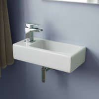 Nes Home Bathroom Wall Hung Cloakroom Ceramic Compact Basin Sink Left Hand in White