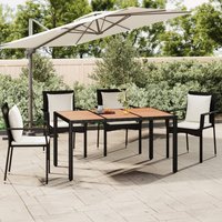 Garden Table Wooden Top Poly Rattan&Solid Wood Acacia