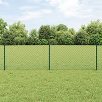 Berkfield Home Chain Link Fence with 10 U Posts Green 0.6x10 m Steel