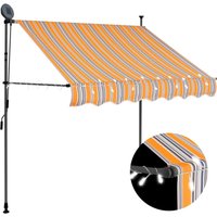 Berkfield Home Manual Retractable Awning with LED 150 cm Yellow & Blue