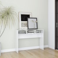 Berkfield Home Console Table High Gloss White 105x30x80 cm Engineered Wood | Size: 105 x 30 x 80 cm