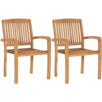 Stacking Garden Dining Chairs 2 pcs Solid Teak Wood