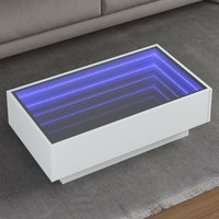 Berkfield Home Coffee Table with LED White 90x50x30 cm Engineered Wood | Size: 90 x 50 x 30 cm