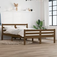 Berkfield Home Bed Frame Honey Brown Solid Wood 140x190 cm
