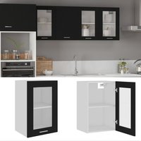 Berkfield Home Hanging Glass Cabinet Black 40x31x60 cm Engineered Wood | Size: 40 x 31 x 60 cm