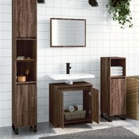 Berkfield Home 2 Piece Bathroom Furniture Set Brown Oak Engineered Wood
