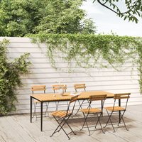 Folding Garden Chairs 6 pcs Steel & Solid Wood Acacia