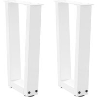 Berkfield Home Dining Table Legs V-Shape 2 pcs White 38x(42-43.3) cm Steel