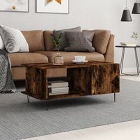 Berkfield Home Coffee Table Smoked Oak 90x50x40 cm Engineered Wood in Brown | Size: 90 x 50 x 40 cm