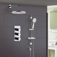 Chrome Round 2 Dial 1 Outlet Concealed Thermostatic Shower Refine Valve