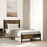 Berkfield Home Metal Bed Frame without Mattress Smoked Oak 80x200 cm in Brown