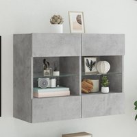 TV Wall Cabinet LED Lights Concrete 78.5x30x60.5 cm
